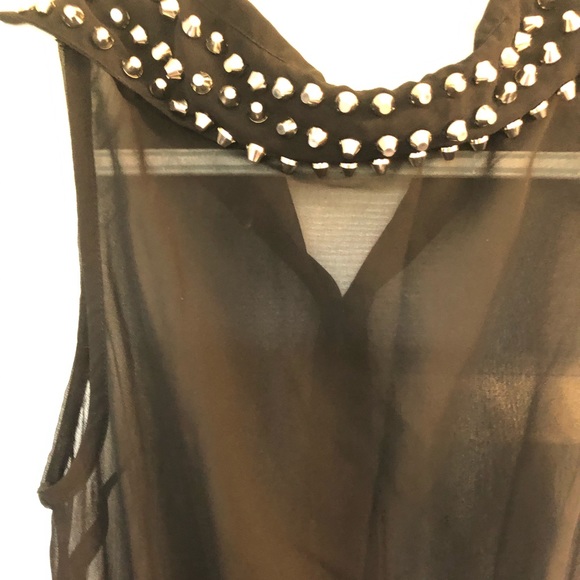 DEX high low sheer dress with studded collar - Picture 9 of 9